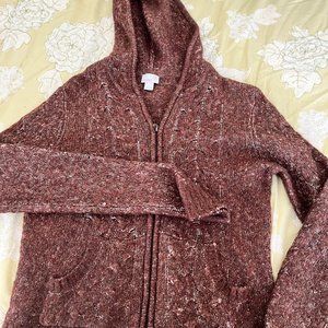 Wool blend, hooded sweater w front pockets.